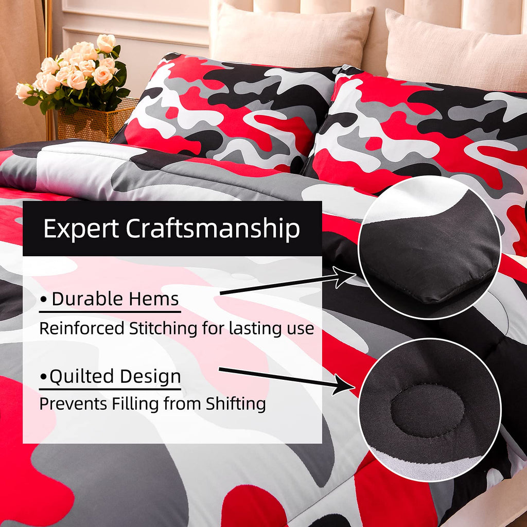 Meeting Story Camouflage Bedding Set, Colorful Pattern Style Queen Comforter Set, 3 Pcs One Comforter And Two Pillowcases In One