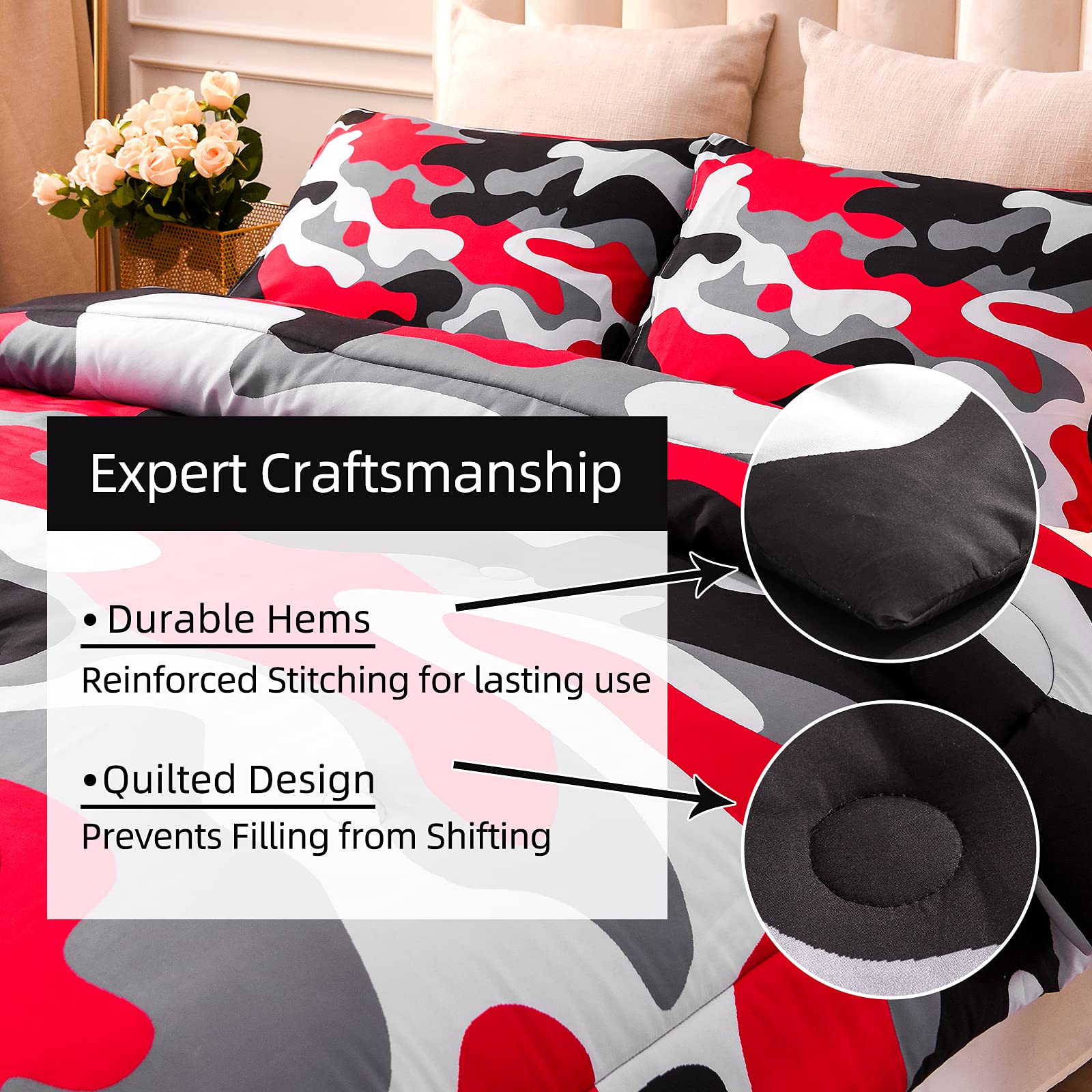Meeting Story Camouflage Bedding Set, Colorful Pattern Style Queen Comforter Set, 3 Pcs One Comforter And Two Pillowcases In One