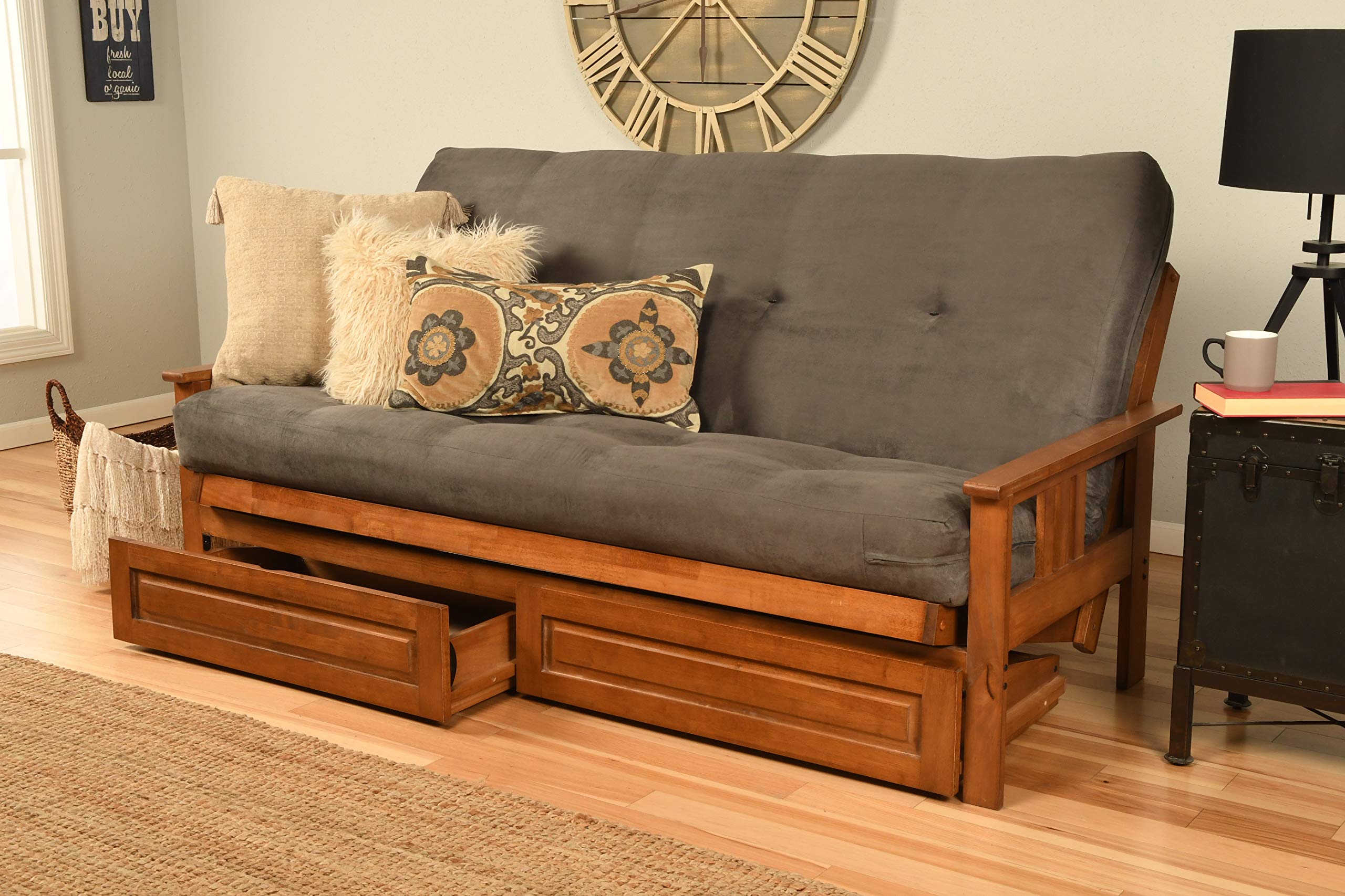Kodiak Furniture Monterey Full Futon With Suede Fabric Mattress In Gray/Barbados