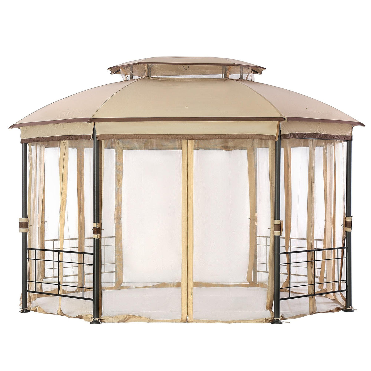 Outdoor Leisure Products Model 10600031 Fabric Roof Metal Gazebo Measuring 10 Feet By 12 Feet