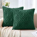 Miulee Dark Green Throw Pillow Covers 18X18 Inch, Soft Winter Plush Faux Wool Couch Pillow Covers Set Of 2 Decorative Farmhouse Boho Throw Pillows For Sofa Living Room Bed