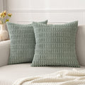 Miulee Pack Of 2 Corduroy Decorative Throw Pillow Covers 18X18 Inch Soft Boho Striped Pillow Covers Spring Modern Farmhouse Home