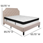 Flash Furniture Brighton Queen Size Tufted Upholstered Platform Bed In Beige Fabric With Memory Foam Mattress
