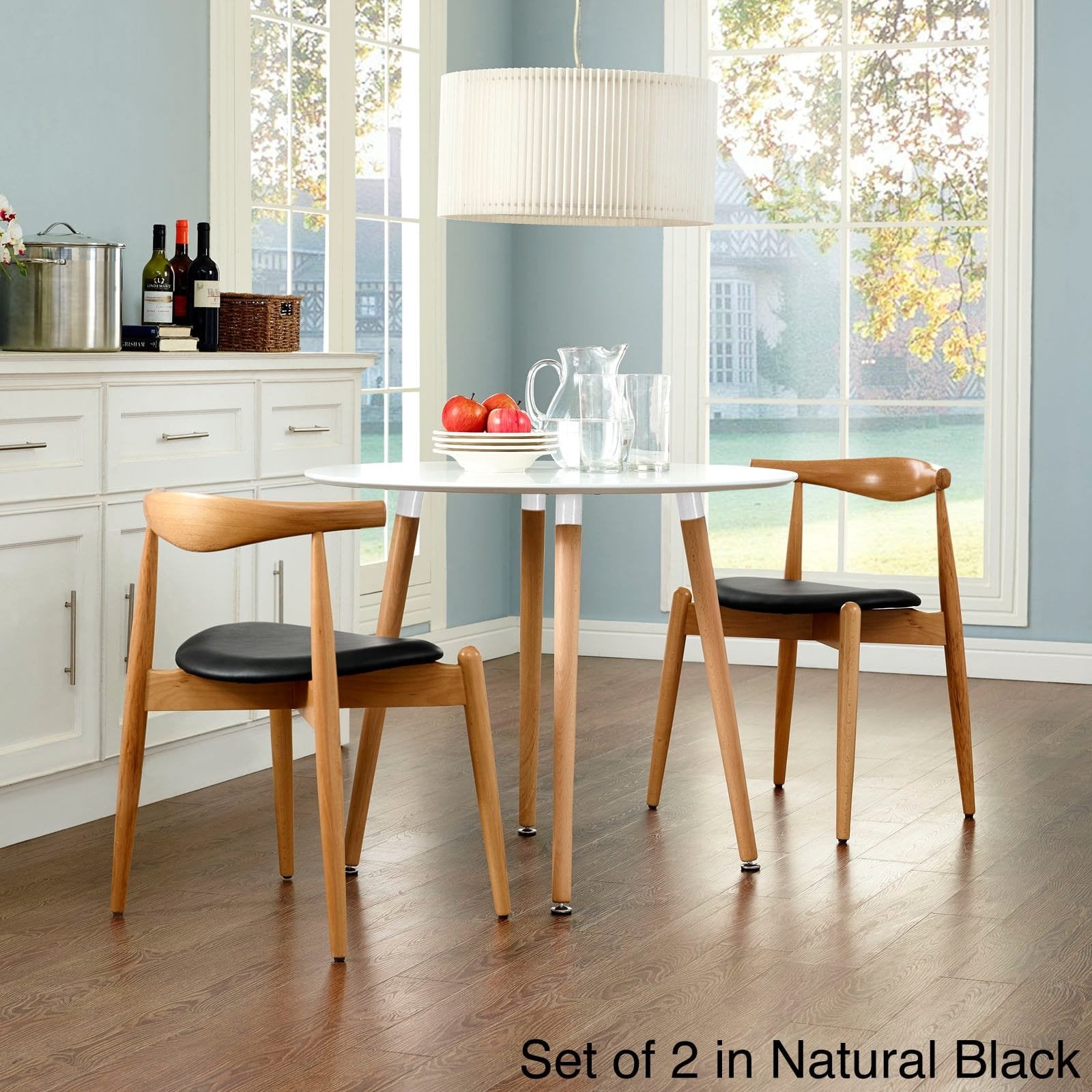 Lexmod Stalwart Dining Side Chairs, Dark Walnut/Tan, Set Of 2