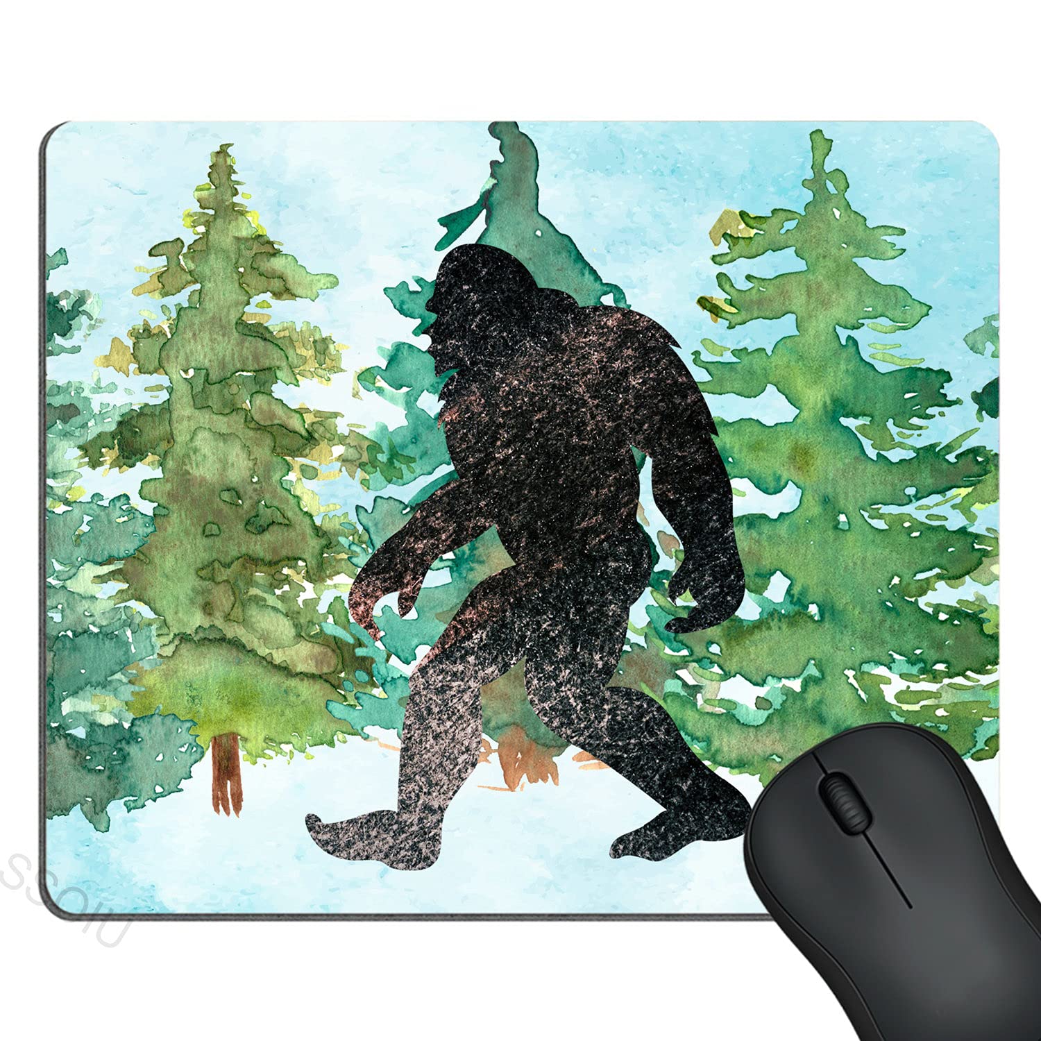 Ssoiu Office Desk Accessories, Sasquatch Watercolor Vintage Watercolor Tree Mouse Pad, Office Decor For Women, Office Presents,