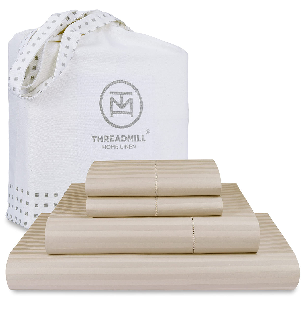 Threadmill 100% Cotton Sheets For King Size Bed - 600 Thread Count King Bed Sheets Set With 16