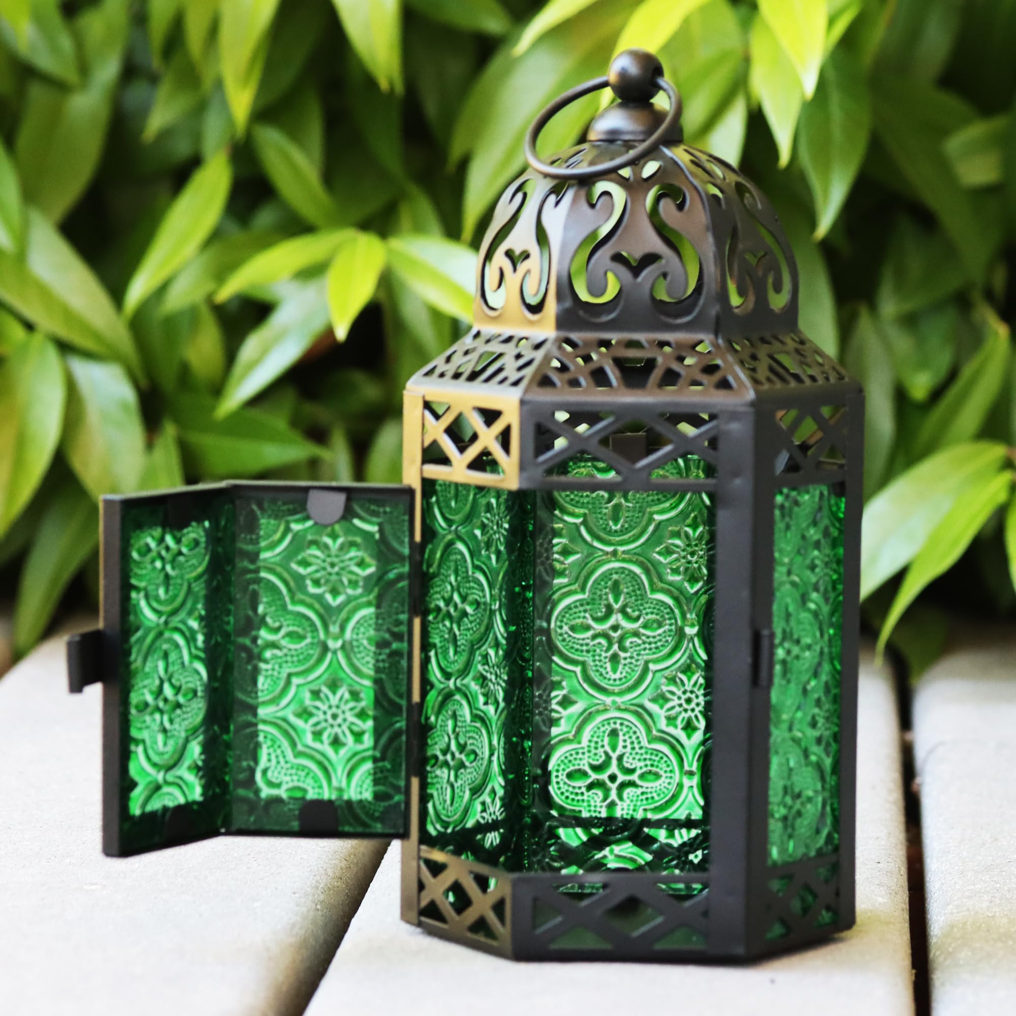 Small Black Metal Decorative Moroccan Lantern Candle Holder Lamp - Indoor/Outdoor, Home Decor, Patio, Halloween, Weddings, Chris