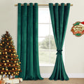 DWCN Dark Green Blackout Velvet Curtains 84 Inches- Refresh Bundleable Heavy Duty Thermal Insulated Christmas Decor Window Panel