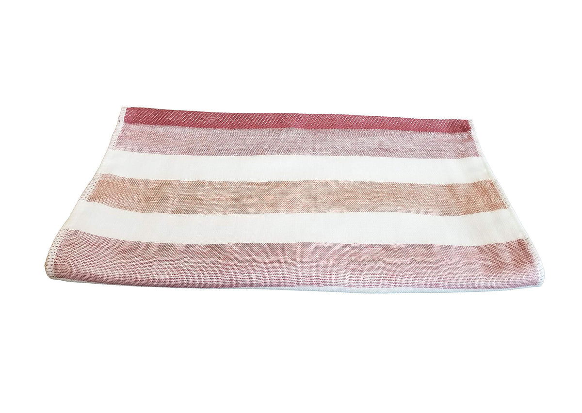 IPPINKA Japanese Hand Towel, Red Stripe Design with Blue Detail, UltraSoft