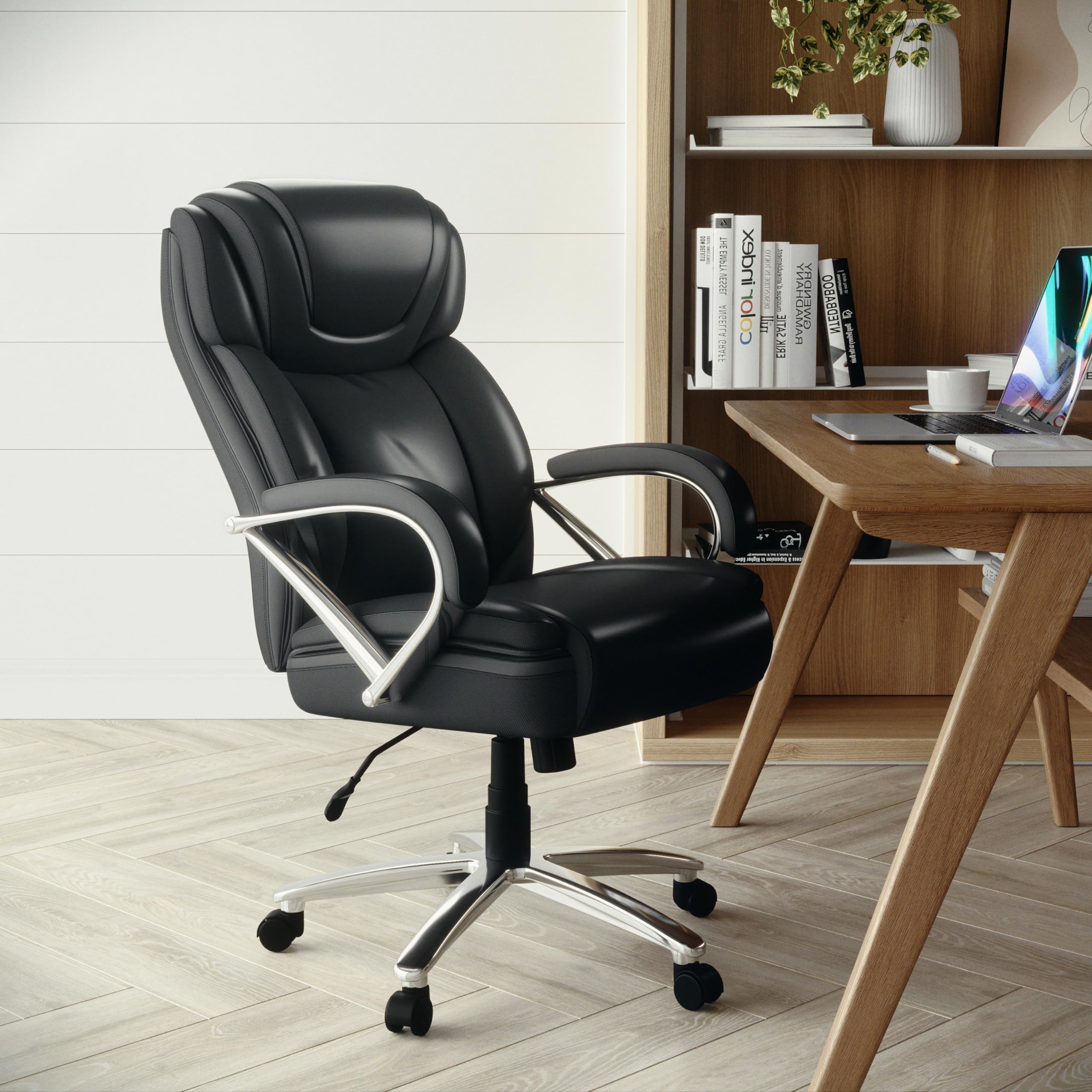 Flash Furniture Hercules Series Big & Tall 500 Lb. Rated Black Leathersoft Executive Swivel Ergonomic Office Chair With Extra Wide Seat