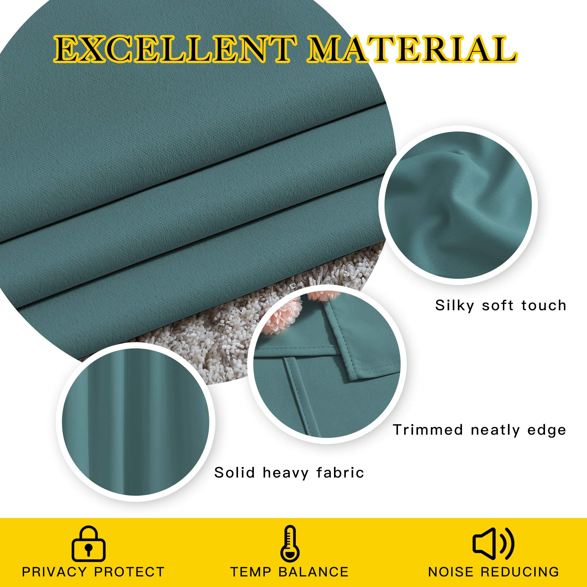 Nicetown Blackout Curtains For Kids Room - Triple Weave Microfiber Home Thermal Insulated Solid Ring Top Blackout Panels/Drapes