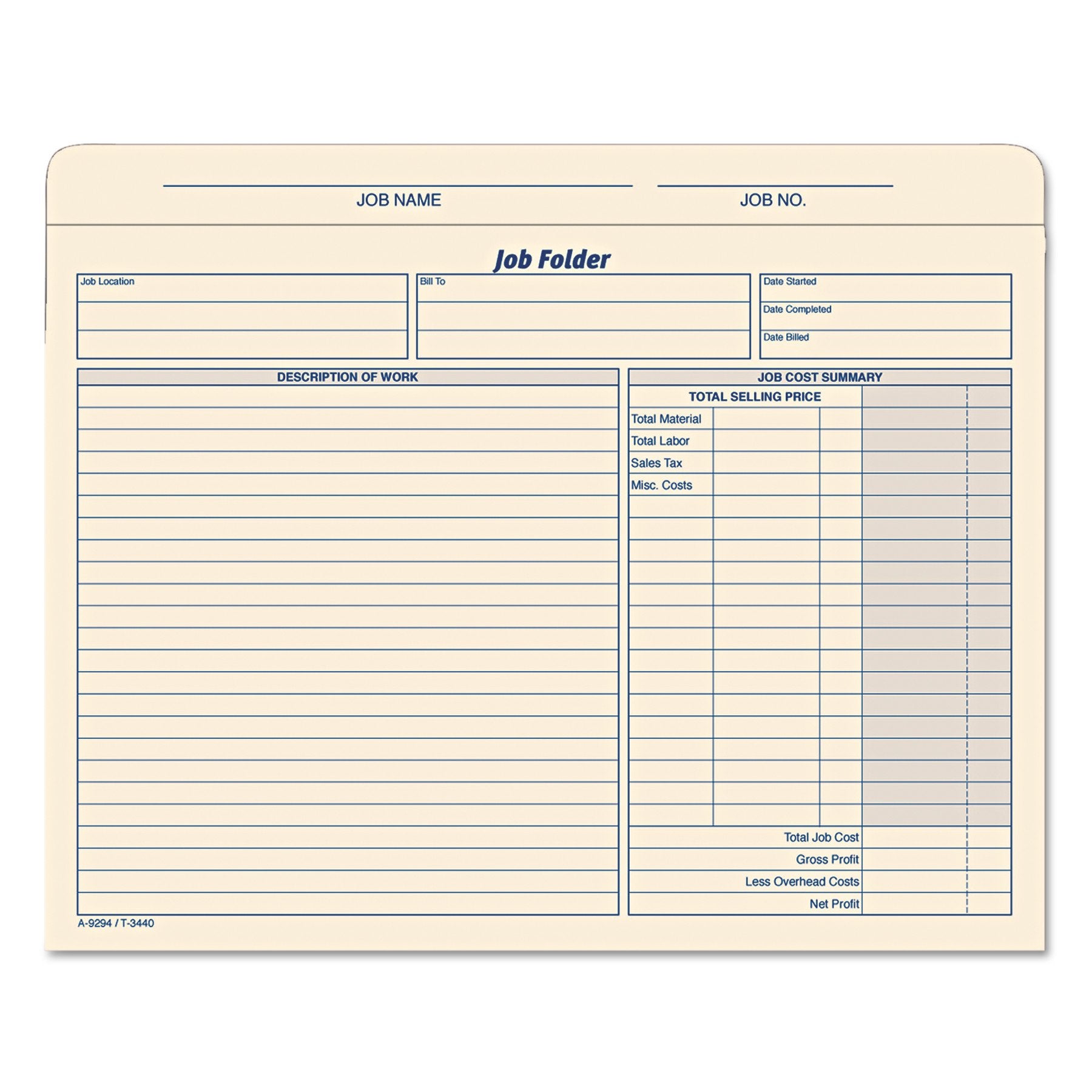Tops Job Folder File Jackets, 11.75 X 9.5 Inches, Manila, 20-Pack (3440)