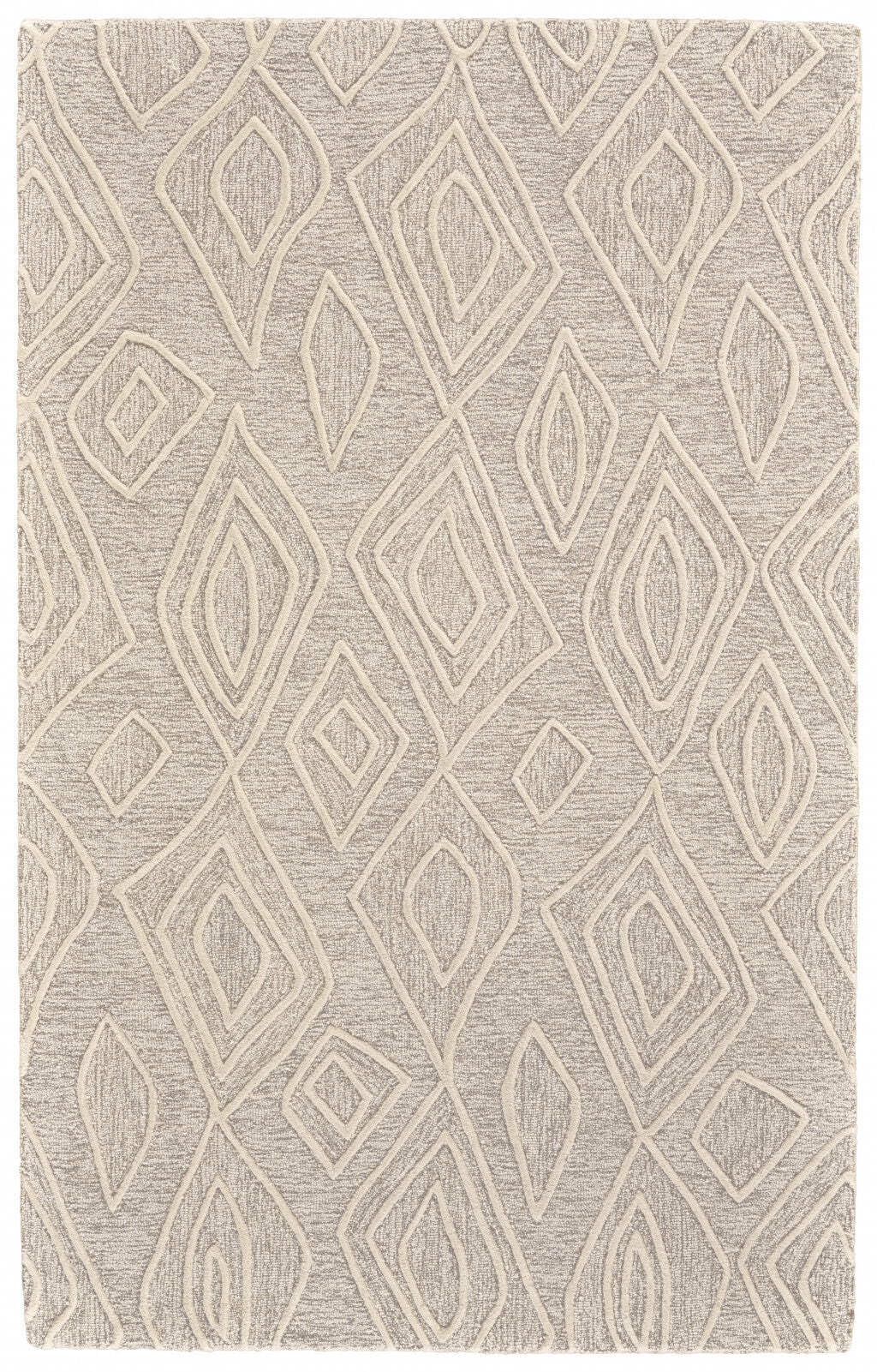 HomeRoots 511870 8 x 11 ft. Tan & Ivory Wool Geometric Hand Tufted Handmade Stain Resistant Rectangle Area Rug