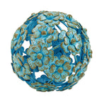 Everydecor Metal Decorative Sphere for Home Decor - Antique Blue, Hand Painted, Modern Decorative Balls for Living Room, Bedroom