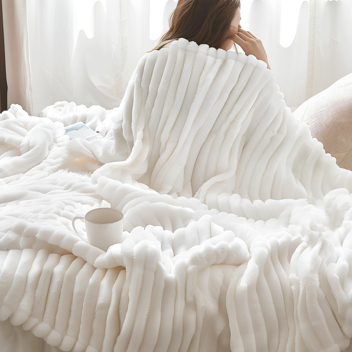 Bedsure King Size Blanket For Bed - Super Soft Cozy Blankets For Women, Cute Large Fleece Blanket For Girls, White, 108X90 Inche