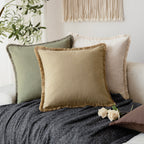 Foindtower Decorative Linen Fringe Lumbar Throw Pillow Covers Boho Farmhouse Cushion Cover With Tassel Soft Accent Pillowcase Fo