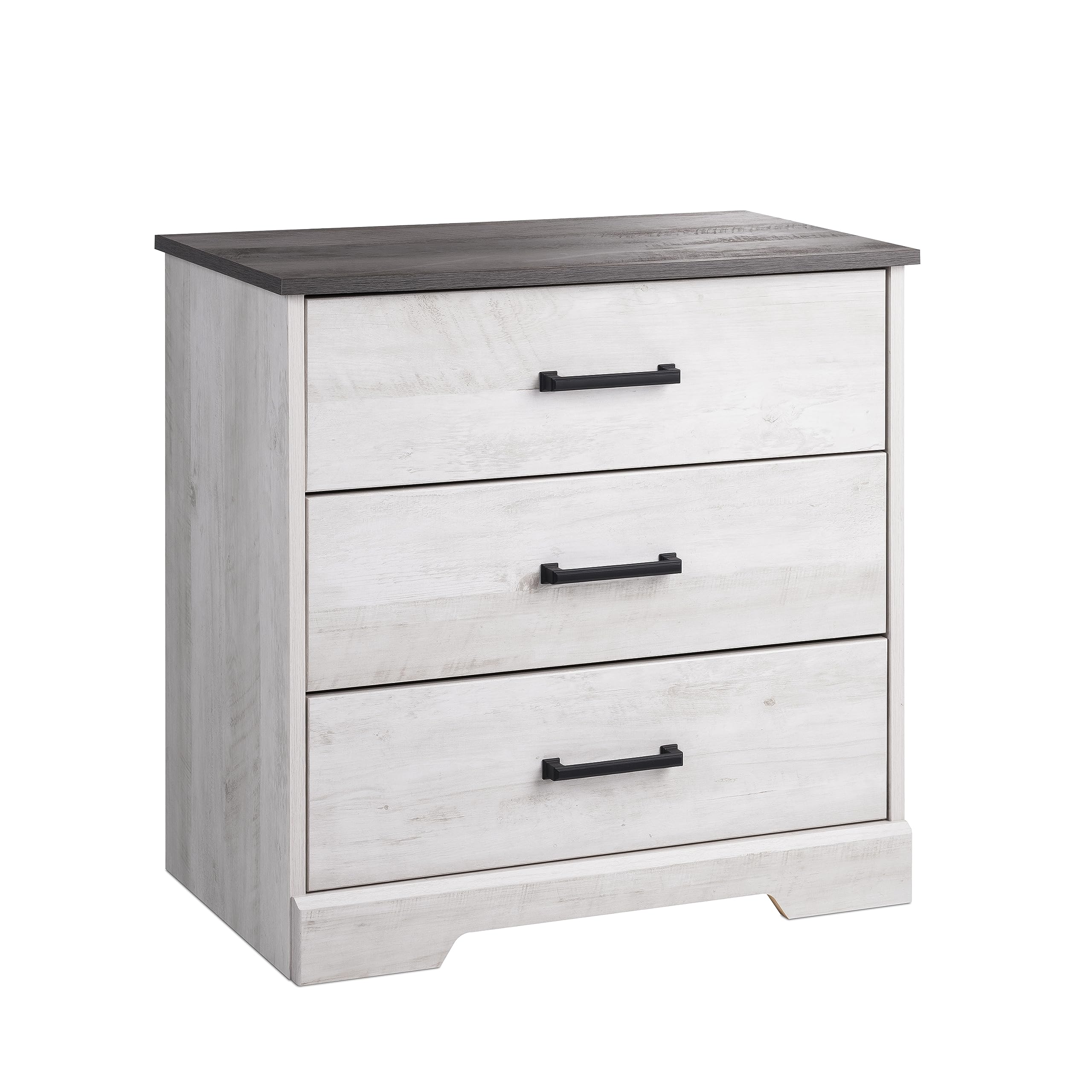 Prepac Rustic Ridge Farmhouse 3-Drawer Nightstand, Chest Of Drawers For Bedroom, Wooden Bedroom Dresser With 3 Storage Drawers, 16.25In X 27.5In X 26.75In, Washed White