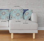 HomeRoots Aqua Brown 20â€ Aqua Blue Floral Geo Zippered Suede Throw Pillow