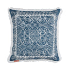 Indigo Ink - Decorative Pillow, Medallion Pillow With Fringe, Throw Pillows For Couch Or Bed, Boho Home Decor, 20' X 20' (Whit