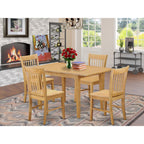 East West Furniture NOFK5-OAK-W 5 Piece Set for 4 Includes a Rectangle Kitchen Table with Butterfly Leaf and 4 Dining Room Chairs, 32x54 Inch
