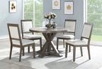 Steve Silver Co Molly Dining Contemporary Lodge Styling with Architectural Timber-Beam Pedestal Base Oak Finish Table, 48 x 48 x 30, Grey Washed