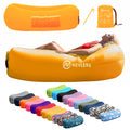 Nevlers Saffron Inflatable Lounger | 210T Polyester Inflatable Chair | No-Pump Inflatable Furniture | Camping Couch w/ 450lbs. C