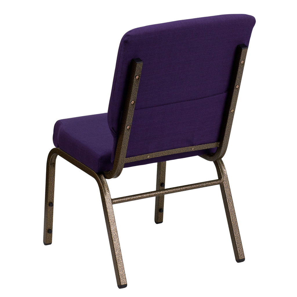 Flash Furniture HERCULES Series 18.5''W Stacking Church Chair in Royal Purple Fabric - Gold Vein Frame