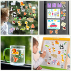 Marforever 50 Pcs Jungle Animals Window Gel Clings Stickers Removable And Reusable Window Clings Decals Thick Gel Clings For Adu