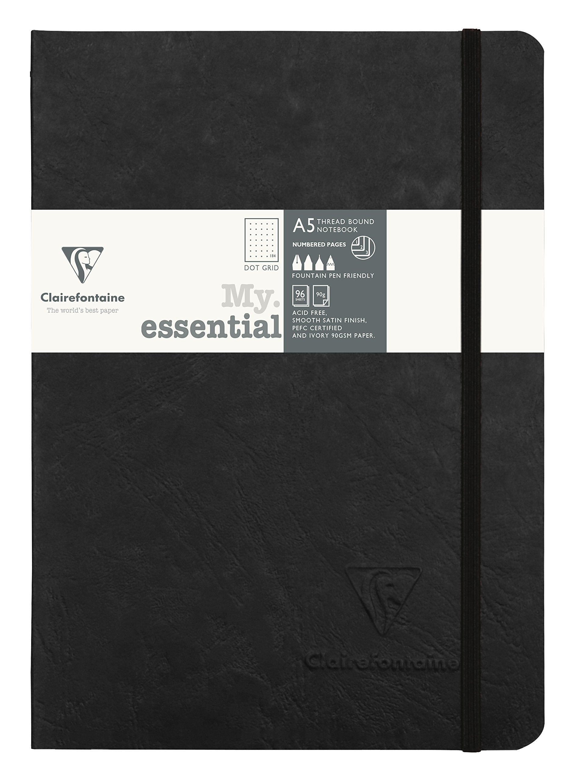 Clairefontaine - Ref 793431C - Age Bag Thread-Bound Notebook (192 Pages) - A5 Size, Dot Rulings, 90Gsm Brushed Vellum Paper, Ela