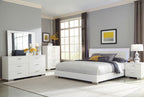 Coaster Home Furnishings Felicity Contemporary 6-Piece Bedroom Set California King Size LED Panel Bed Frame 49-inch Headboard White High Gloss 203500KW-S6