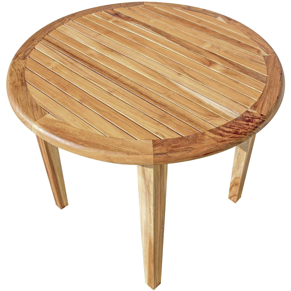 HomeRoots Natural Brown 37' Round Compact Teak Dining Table in Natural Finish
