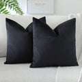 Otostar Decorative Throw Pillow Covers 16 X 16 Inch Soft Velvet Cushion Covers Solid Square Throw Pillow Cases For Couch Bed Home Sofa Car Decor Set Of 2 (Black)