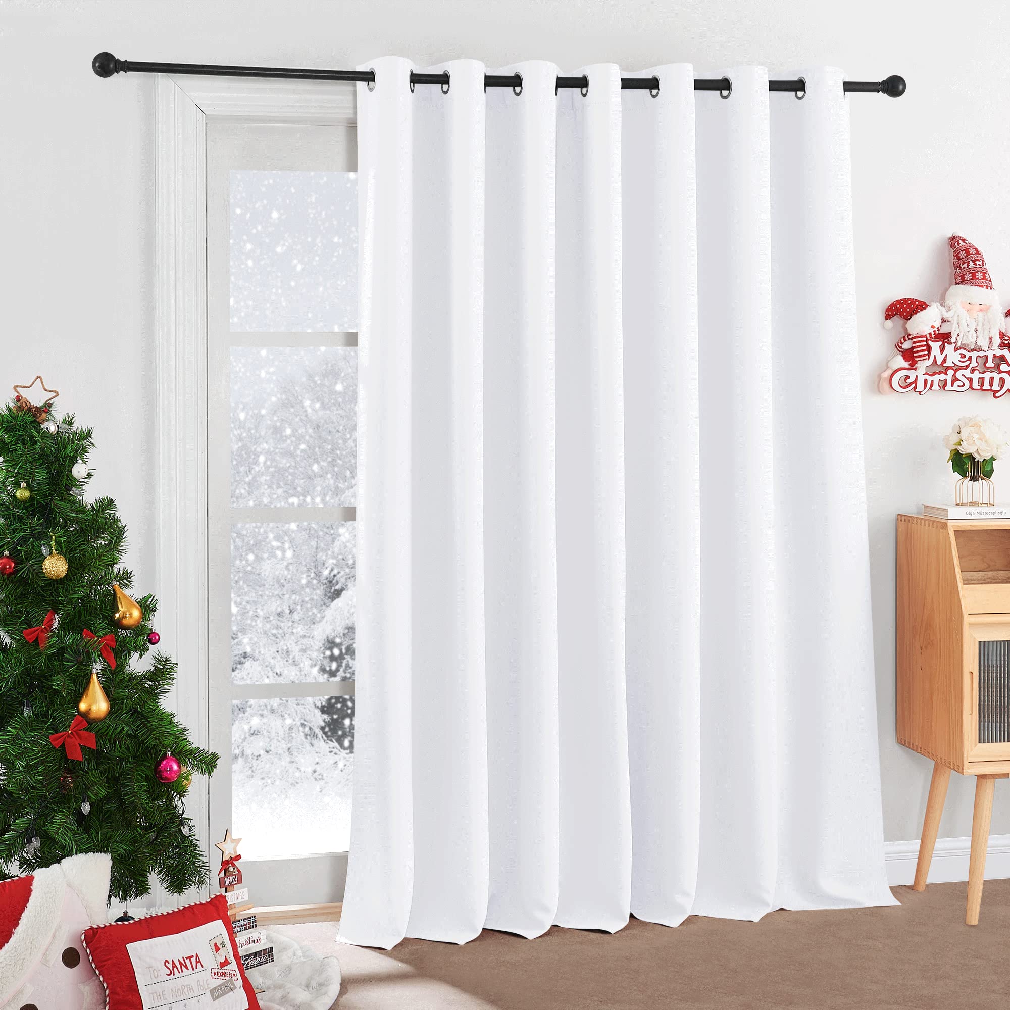 Ryb Home White Curtain Shades - Room Darkening Curtains For Bedroom, 50% Light Block Thermal Insulated Panel For Living Room Sli