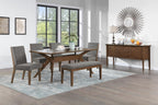 Steve Silver Furniture Quinn Upholstered Seat Wood Bench, Dining Room, Hallway, or Bedroom, Transitional Style, Natural Chestnut Finish, Brown