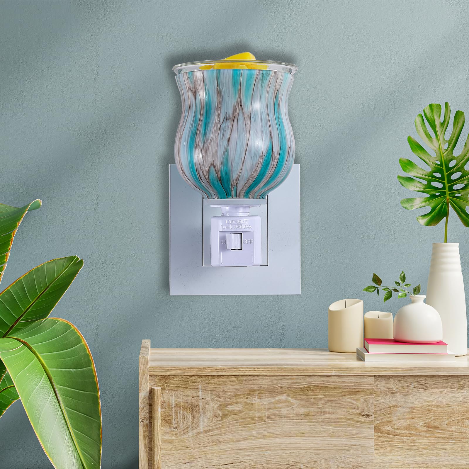 Mepllivs Warmers Pluggable Fragrance Glass Warmer- Decorative Plug-In For Warming Scented Candle (Light Green)