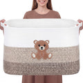 Ferrochef Extra Large Blanket Basket 65L Little Bear Rectangle Woven Storage Basket with Handle for Storing Dirty Clothes Stuffe