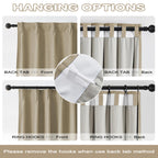 Dualife Taupe Blackout Curtains For Bedroom 90 Inch Length, Linen Pencil Pleat Farmhouse Traverse 100% Black Out Heat & Cold Bac
