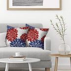 4Th Of July Pillow Covers 24X24 Inch Set Of 2 Patriotic Themed Navy Blue Red White Dahlia Floral Decor Throw Pillows Modern Geom