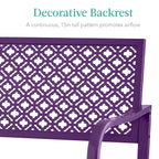 Best Choice Products Outdoor Bench 2-Person Metal Steel Benches Furniture For Garden, Patio, Porch, Entryway W/Geometric Backrest, 790Lb Capacity - Dark Purple