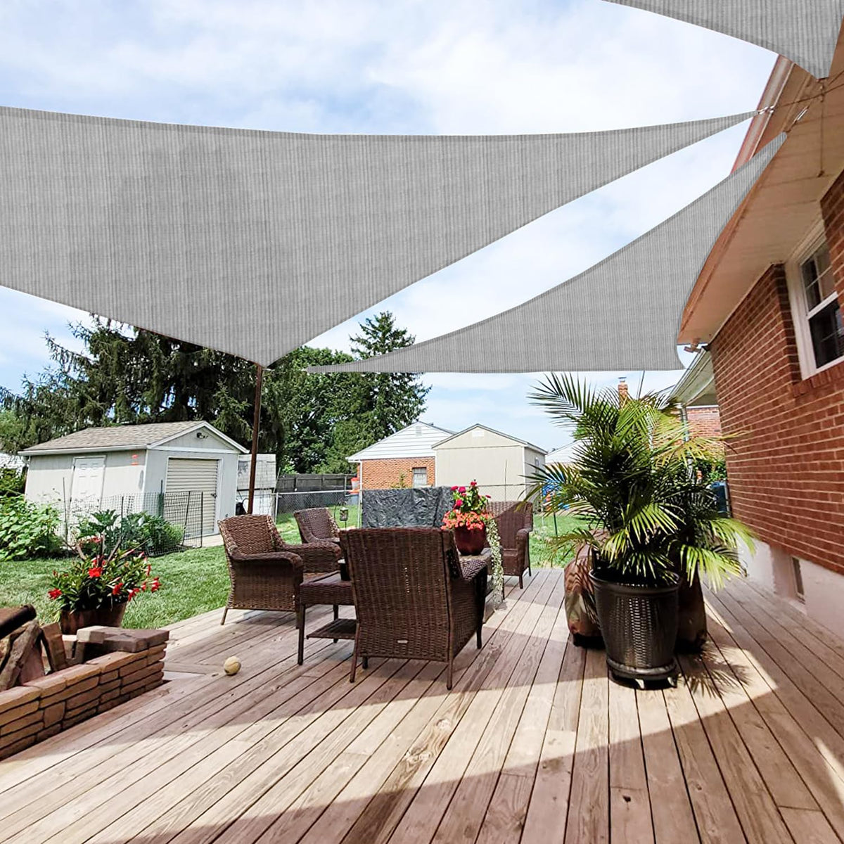 Patio Paradise 3' X 3' X 3' Sun Shade Sail Triangle Canopy, Permeable Shade Cloth Fabric Sunlight Block Patio Cover Hdpe Deck Aw