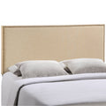 Modway Region Linen Fabric Upholstered Queen Headboard in Cafe with Nailhead Trim