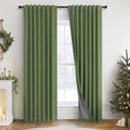 Ptialk Elegant Blackout Curtains for Living Room Eclectic Moody Dark Olive Green Linen Curtains 72 Inch Length 2 Panels Set Long