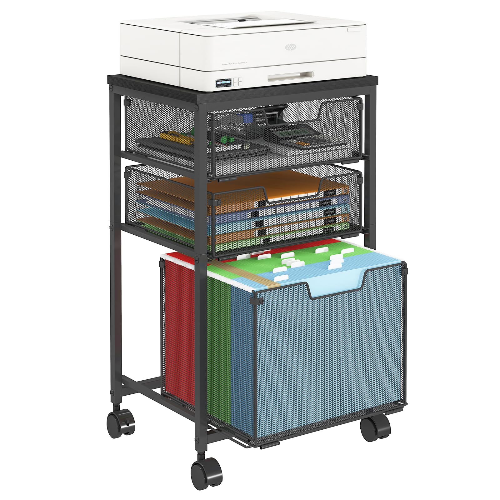 Sbanmao Rolling File Cart With 3 Drawers, Under Desk Storage Mobile Filing Cabinet For Home Office, Hanging File Folders Organiz