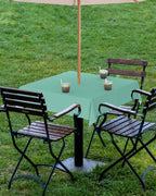 Queenker Medium Aqua Outdoor Tablecloth With Umbrella Hole And Zipper, Solid Color Table Cover For Marine Square Tables Waterpro