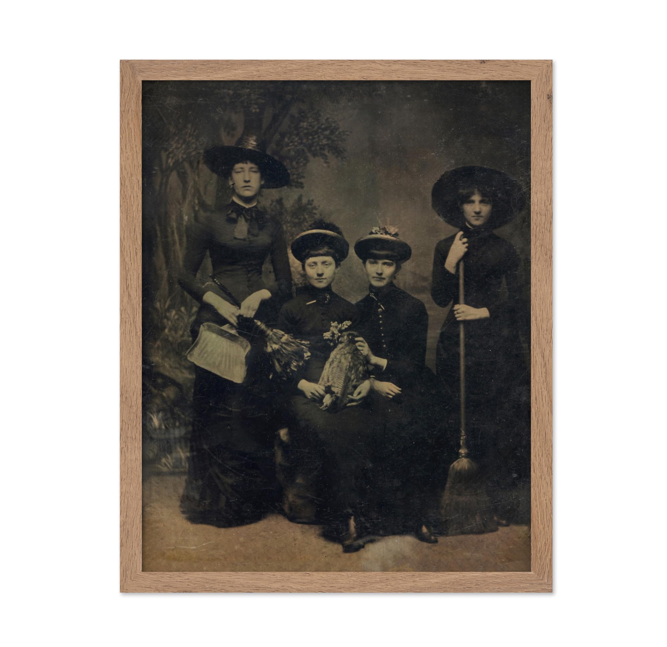 Poster Master Vintage Photograph Poster - Retro Halloween Print - Gift for Artist, Friend - Four Witches Wearing Robes, Sabbath,
