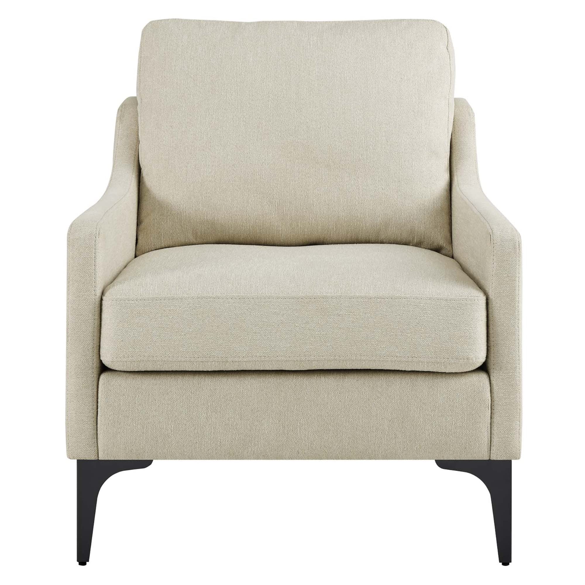 Modway Corland Upholstered Fabric And Metal Armchair In Beige