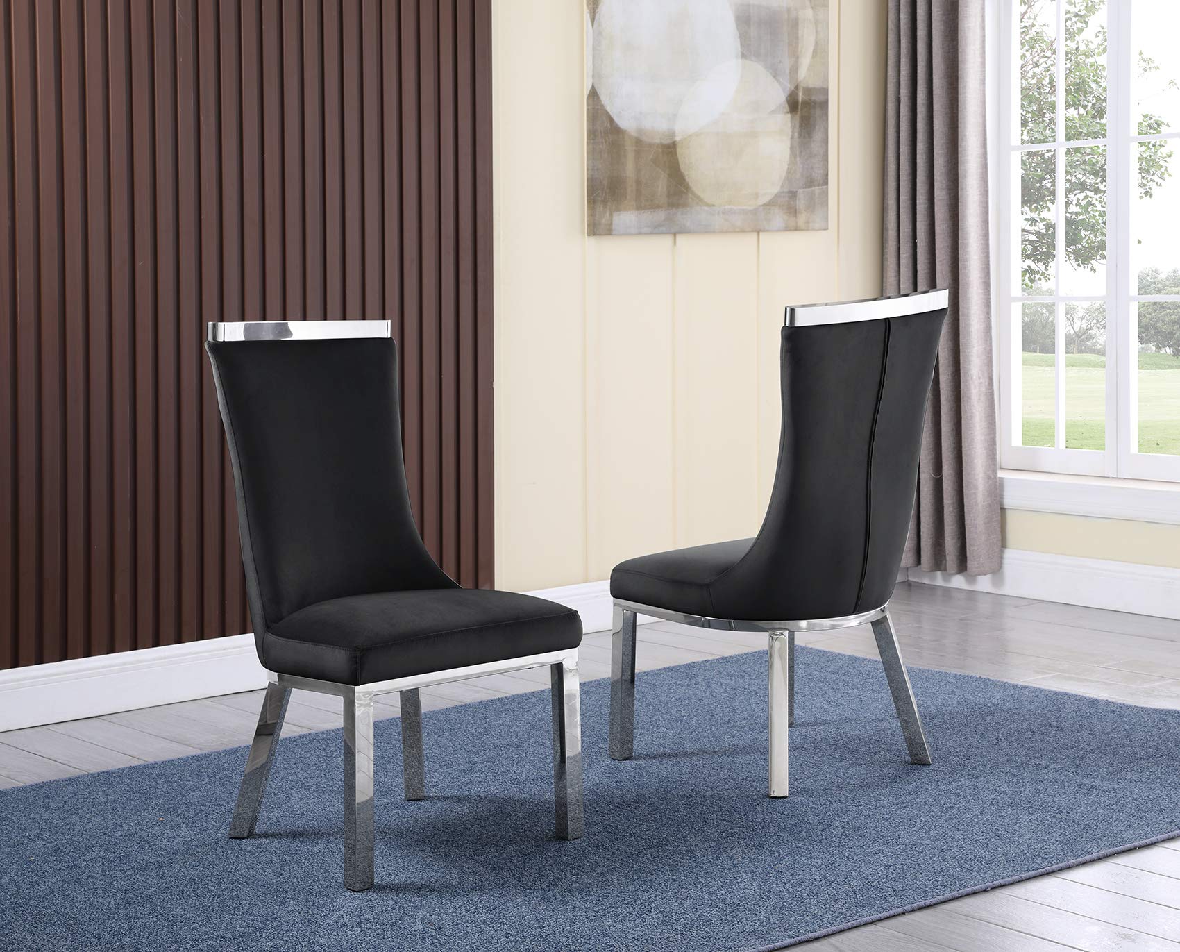 Best Quality Furniture Sc270-277 Chairs, Black/Silver
