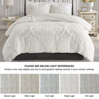 Madison Park Tufted Chenille Cotton Comforter, All Season Bedding Set, Matching Shams, Viola, Damask Off White King/Cal King(104'X92') 3 Piece