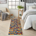 Nourison Aloha Indoor/Outdoor Navy Multicolor 2' X 6' Area Rug, Easy Cleaning, Non Shedding, Bed Room, Living Room, Dining Room, Backyard, Deck, Patio (2X6)