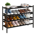 Bmosu 4-Tier Bamboo Extended Shoe Rack Premium Stackable Shoe Shelf Storage Organizer For Hallway Closet Living Room Entryway Organizer(Black)